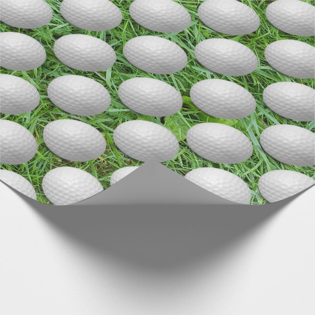 white golf balls on green grass wrapping paper (Corner)