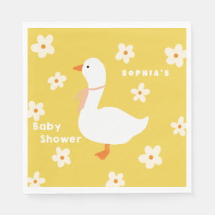 White Goose and Daisies Baby Shower Napkin
