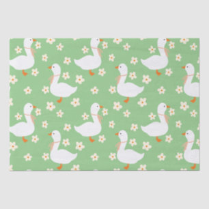 White Goose and Daisies Thank You Green Tissue Paper