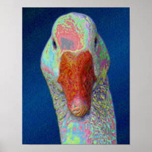 White Goose Face Abstract Farm Animal Art Poster