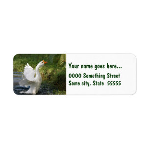 White goose flapping wings Return Address Labels