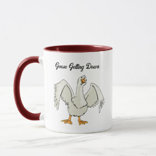 White Goose Getting Down Funny Dancing Cartoon Mug