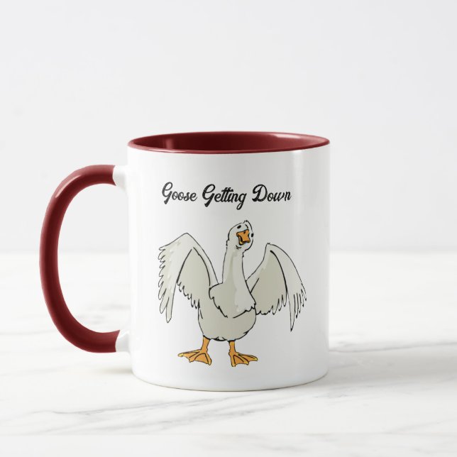 White Goose Getting Down Funny Dancing Cartoon Mug (Left)