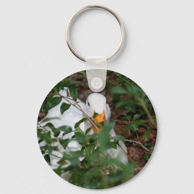 White Goose Hiding Animal Keychain (Front)