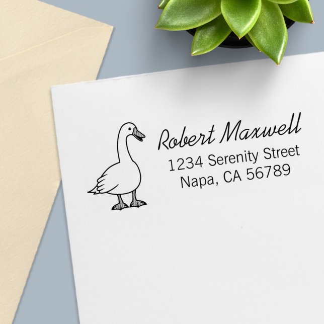 White Goose Return Address Self-inking Stamp (Creator Uploaded)