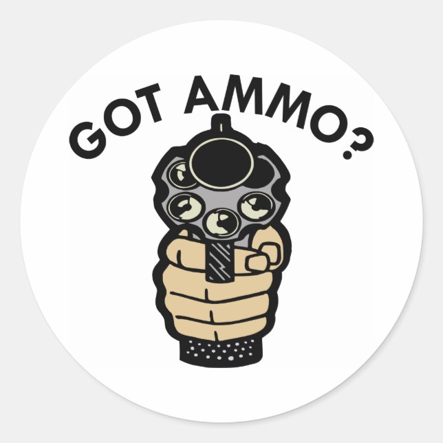 White Got Ammo Pistol Classic Round Sticker (Front)