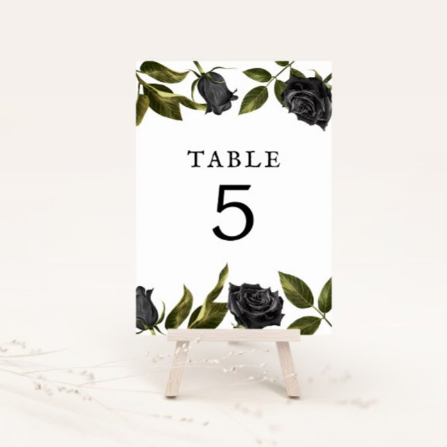 White Gothic Black Rose Bridal Shower Table Number (Creator Uploaded)
