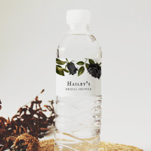 White Gothic Floral Bridal Shower Water Bottle Label