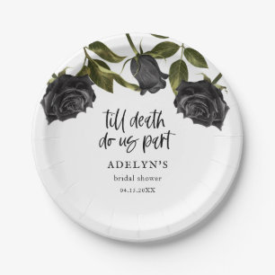 White Gothic Halloween Bridal Shower Paper Plate