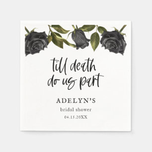 White Gothic Halloween Floral Bridal Shower  Napkin