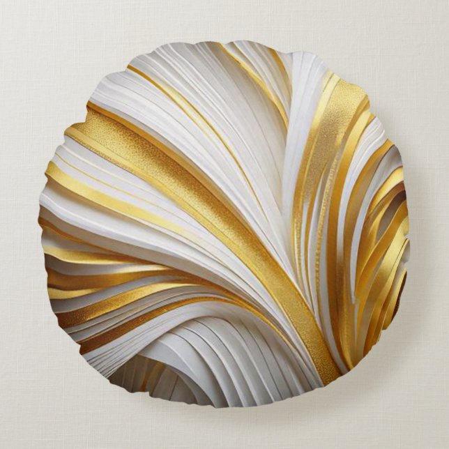 White Goud Retro Kussen Round Cushion (Front)