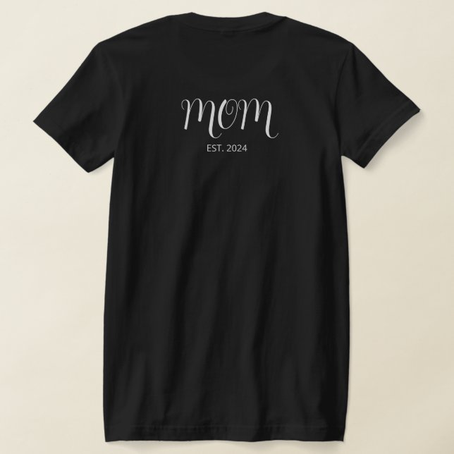 White Graceful Script Established Mom T-Shirt (Laydown Back)