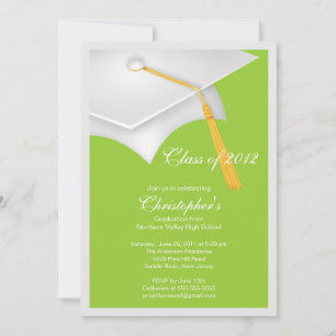 White Grad Cap Graduation Party Invitation