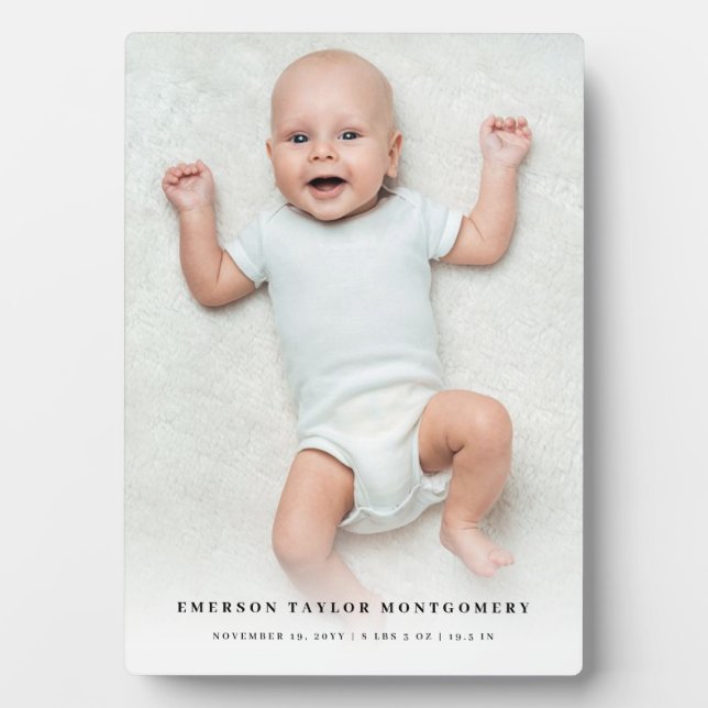White Gradient Baby Photo Display – Nursery Design Plaque (Front)