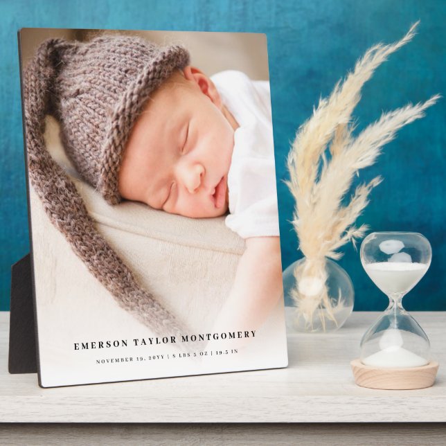 White Gradient Baby Photo – Modern Layout Design Plaque (Side)