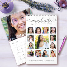 White Graduate K–12 Script Photo Collage 15 Month