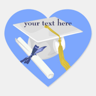 White Graduation Cap Heart Stickers