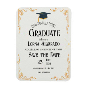 White Graduation Photo Magnet Invitation