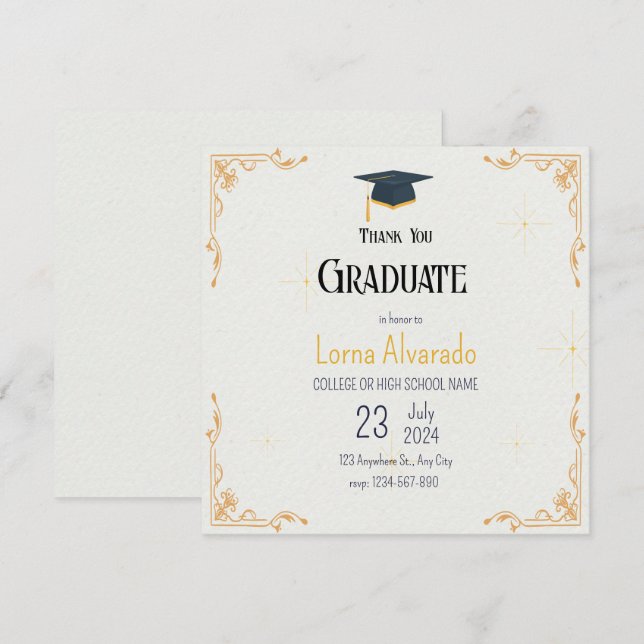 White Graduation Save the Date Card (Front/Back)