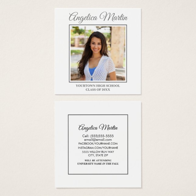 White Graduation Square Vertical Photo Profile (Front & Back)