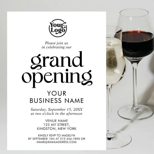White Grand Opening Business Logo Minimalist Invitation (Creator Uploaded)
