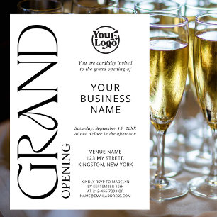 White Grand Opening Business Logo Modern  Invitation