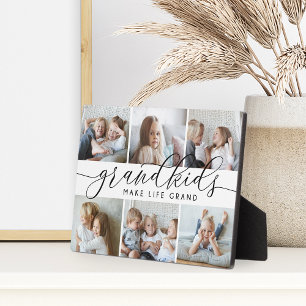 White   Grandkids Make Life Grand Photo Collage Plaque