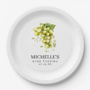 White Grape Wine Tasting Paper Plate