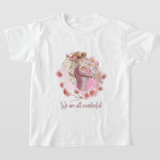 White Graphic T-Shirt for Girl We Are Wonder full