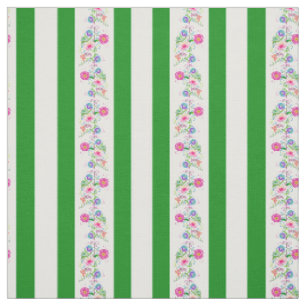 White, grass green/folk flowers/stripe/white fabric