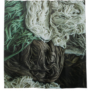 White, gray, and green ropes shower curtain
