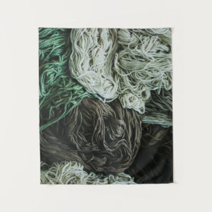 White, gray, and green ropes tapestry