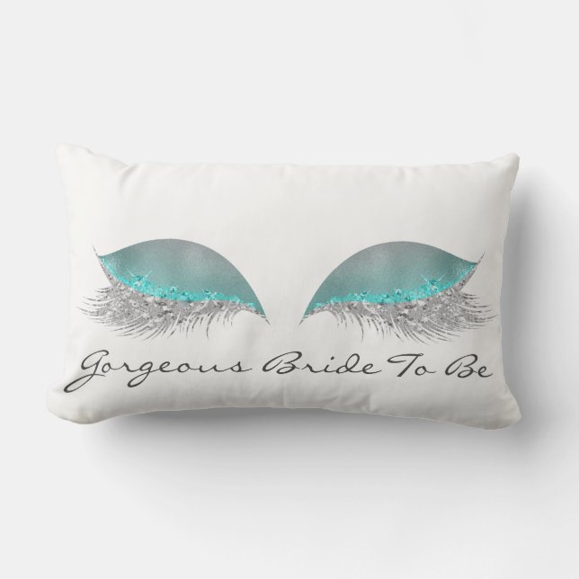 White Gray Blue  Makeup Lashes Gorgeous Bride Lumbar Cushion (Front)