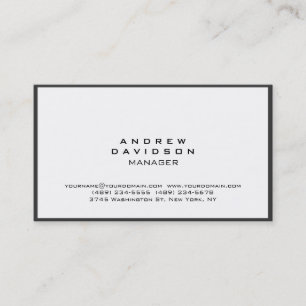 White Gray Border Trendy Plain Chic Business Card