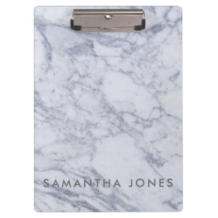 White Gray Carrara Marble Classic Modern Clipboard