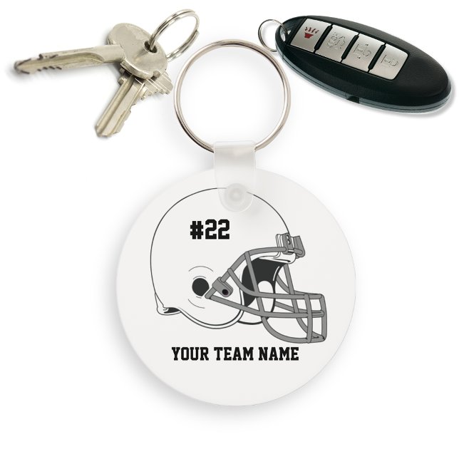 White Gray Football Helmet•Custom Key Ring (Creator Uploaded)