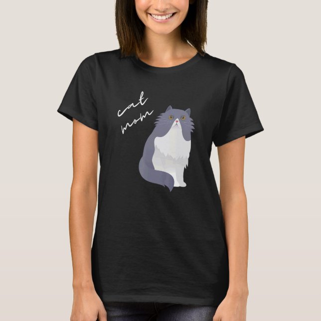 White & Gray Persian Cat Mom For Cat T-Shirt (Front)
