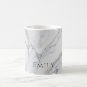 White Gray Personalized Marble Texture Coffee Mug