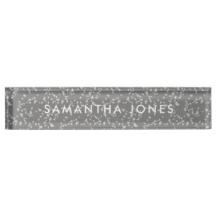 White Gray Terrazzo Classic Personalized Nameplate