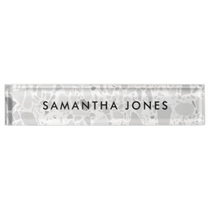 White Gray Terrazzo Classic Personalized Nameplate