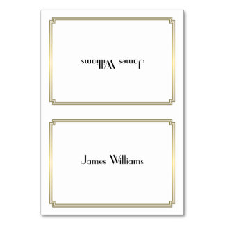 White Great Gatsby Art Deco Gold Place Cards