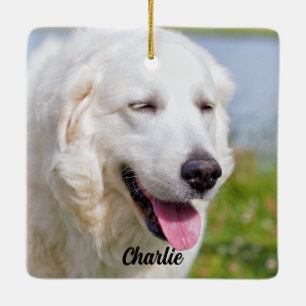 White Great Pyrenees Livestock Guardian Dog Ceramic Ornament