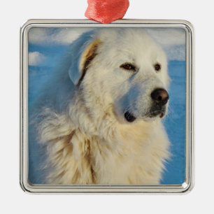 White Great Pyrenees Livestock Guardian Dog Metal Ornament