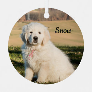 White Great Pyrenees Livestock Guardian Dog Puppy Metal Tree Decoration