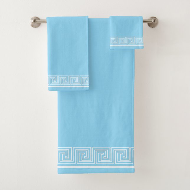 White Grecian Frieze Design Bath Towel Set (Insitu)