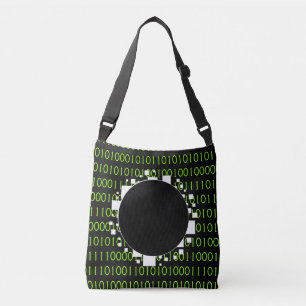 White Green 1s 0s Abyss Binary Code Digital Portal Crossbody Bag