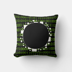 White Green 1s 0s Abyss Binary Code Digital Portal Cushion