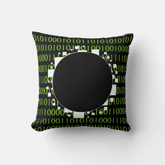 White Green 1s 0s Abyss Binary Code Digital Portal Cushion (Front)