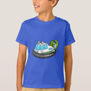White, Green, and Black Cartoon Hovercraft T-Shirt