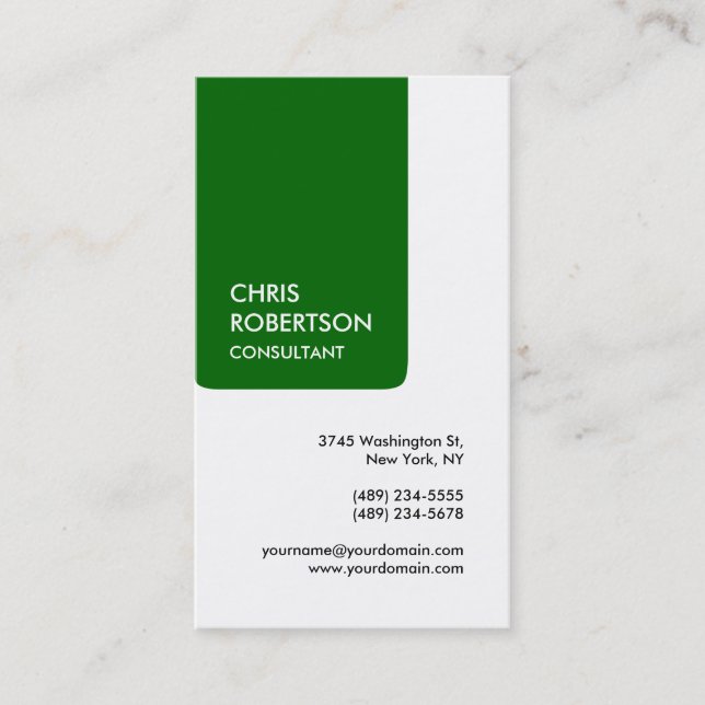 White Green Attractive Charm Business Card (Front)